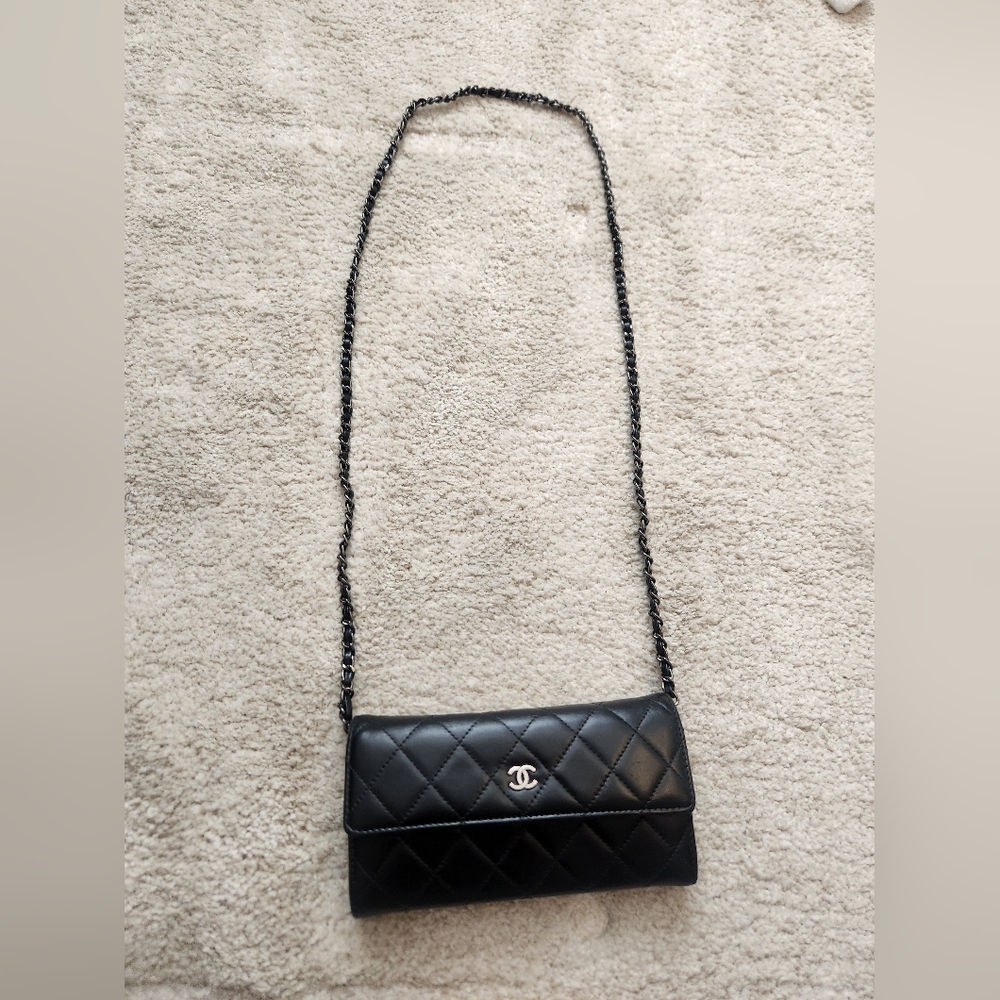 1️⃣1️⃣0️⃣0️⃣ CHANEL Black Quilted Leather Wallet - Picture 9 of 13